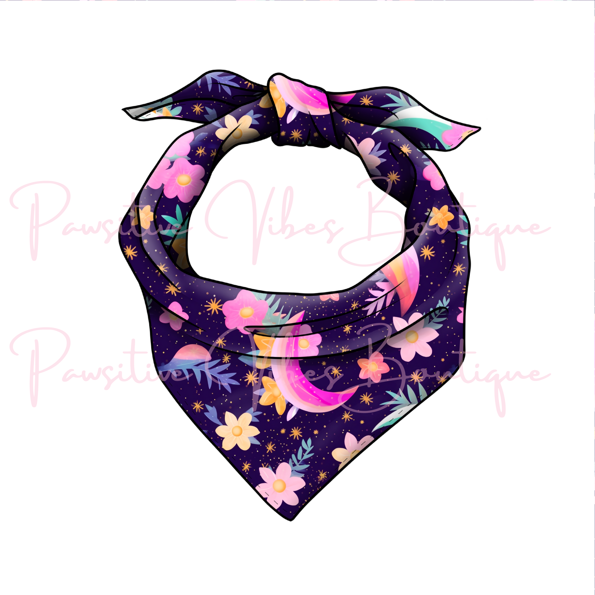 Purple Moon Flower Bandana