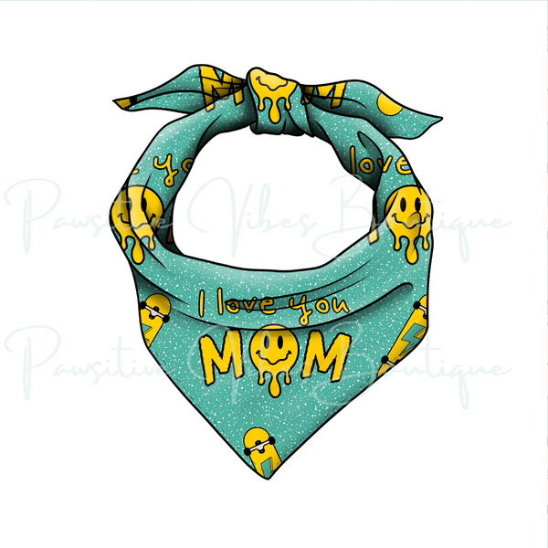 I Love You Mom Teal Bandana