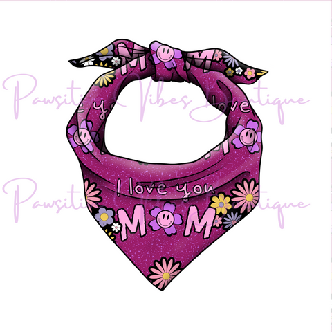 I Love You Mom Floral Bandana