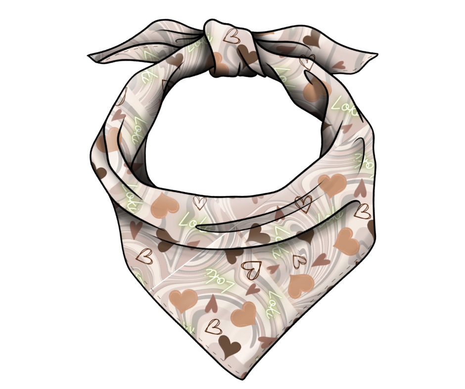 Mocha Hearts Name Bandana